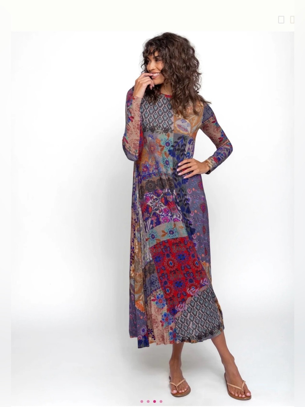 NATURAL LIFE Patchwork Floral Long Sleeve Maxi Dress - Purple, Blue, Brown 🍂 🆕 - Picture 3 of 15